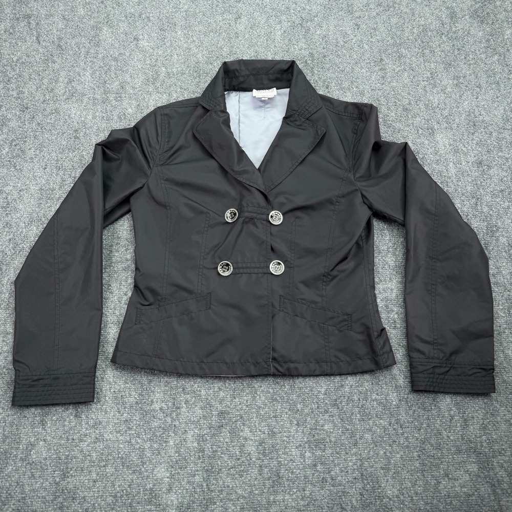 Armani Collezioni Blazer Women Size 6 Black Double Breasted Blazer CroppedJacket